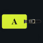 Étiquette À Bagage Monogram Neon Jaune Nom initial Cool Cadeau Favori<br><div class="desc">Monogramme initial et aussi des détails personnels comme nom,  adresse,  numéro de téléphone et e-mail que vous pouvez modifier. Conçu avec un beau arrière - plan de couleur jaune néon solide,  vous pouvez changer la couleur si vous le souhaitez. Idée cadeau de voyage cool pour lui ou elle.</div>