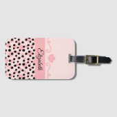 Étiquette À Bagage Monogram Rose Noir Léopard Imprimé Guépard Tendanc (Devant Horizontal)