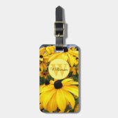 Étiquette À Bagage Monogram Rudbeckia Black Eyed Susan Flower Custom (Devant Vertical)
