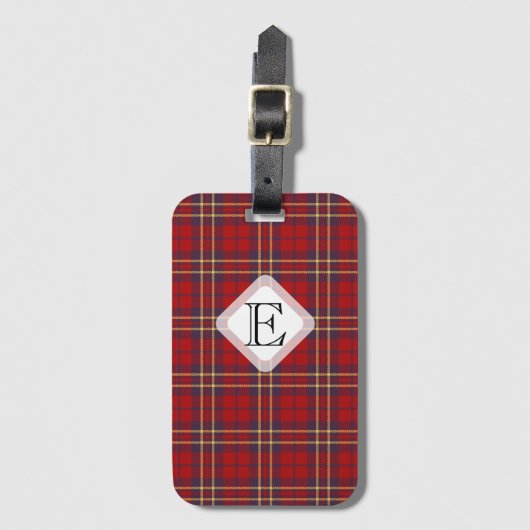 Étiquette À Bagage Monogram, Scottish Highland clan rouge plaid tarta (Devant Vertical)
