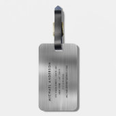 Étiquette À Bagage Monogram Silver Gray Brushed Metallic Pass (Dos Vertical)