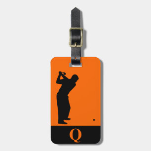 Étiquette À Bagage Monogram Sports Black Orange Golf Bagages Voyage