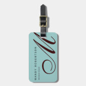 Étiquette À Bagage Monogram Trendy Modern Ajouter Votre Nom (Devant Vertical)