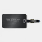 Étiquette À Bagage Monograme Black Gray Brushed Aluminum Texture (Dos horizontal)