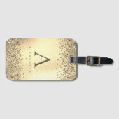 Étiquette À Bagage Monograme de Gold Glitter Foil (Devant Horizontal)