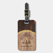 Étiquette À Bagage Monograme de Rustic Wood (Devant Vertical)