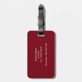 Étiquette À Bagage Monograme initial de Burgundy White Framed (Dos Vertical)