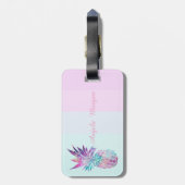Étiquette À Bagage Monogramme à ananas Ombre rayé (Dos Vertical)