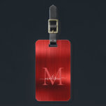 Étiquette À Bagage Monogramme à huile de métal brossé rouge moderne<br><div class="desc">Balise de sac mignonne Monogramme à huile de métal brossé de la Bourgogne rouge moderne</div>