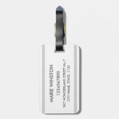 Étiquette À Bagage monogramme à la menthe rayée (Dos Vertical)