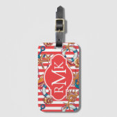 Étiquette À Bagage Monogramme à la mode du motif | de plage (Devant Vertical)