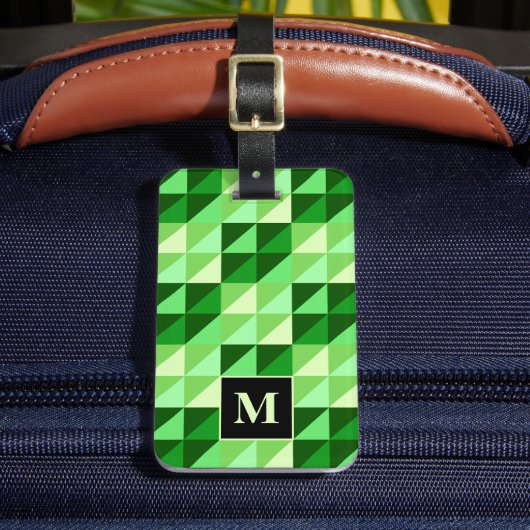 Étiquette À Bagage Monogramme à motif de triangle géométrique vert (Insitu Rectoal 2)