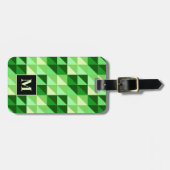 Étiquette À Bagage Monogramme à motif de triangle géométrique vert (Devant horizontal)