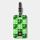 Étiquette À Bagage Monogramme à motif de triangle géométrique vert (Devant Vertical)