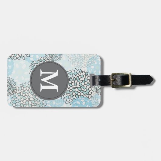 Étiquette À Bagage Monogramme à motifs floraux tendance moderne (Devant horizontal)