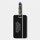 Étiquette À Bagage Monogramme à rayures blanches noires modernes (Dos Vertical)
