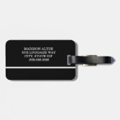 Étiquette À Bagage Monogramme à rayures blanches noires modernes (Dos horizontal)