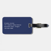 Étiquette À Bagage Monogramme à rayures bleu blanc rose (Dos horizontal)