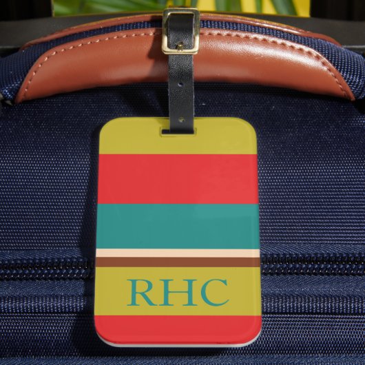 Étiquette À Bagage Monogramme à rayures de palette vibrante (Insitu Rectoal 2)