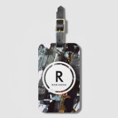 Étiquette À Bagage Monogramme à section mince en granit (Devant Vertical)