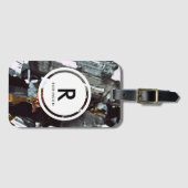 Étiquette À Bagage Monogramme à section mince en granit (Devant Horizontal)