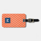Étiquette À Bagage Monogramme Abstrait Orange Line Strokes Motif (Devant horizontal)