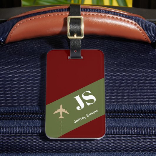 Étiquette À Bagage Monogramme Aero Travel moderne à 2 initiales (Insitu Rectoal 2)