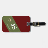 Étiquette À Bagage Monogramme Aero Travel moderne à 2 initiales (Devant horizontal)