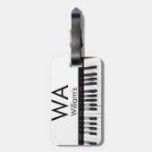 Étiquette À Bagage Monogramme ajouter initiale lettre nom texte piano (Dos Vertical)