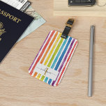 Étiquette À Bagage Monogramme arc-en-ciel coloré Nom Watercolor Strip<br><div class="desc">Ajoutez un nom et une initiale à cette étiquette de bagage couleur arc-en-ciel colorée pour créer un cadeau de vacances unique ou offrez-vous une étiquette de bagage monogrammée brillante et audacieuse pour votre prochaine aventure</div>