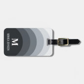 Étiquette À Bagage Monogramme arc-en-ciel Nom personnalisé Bande noir (Devant horizontal)