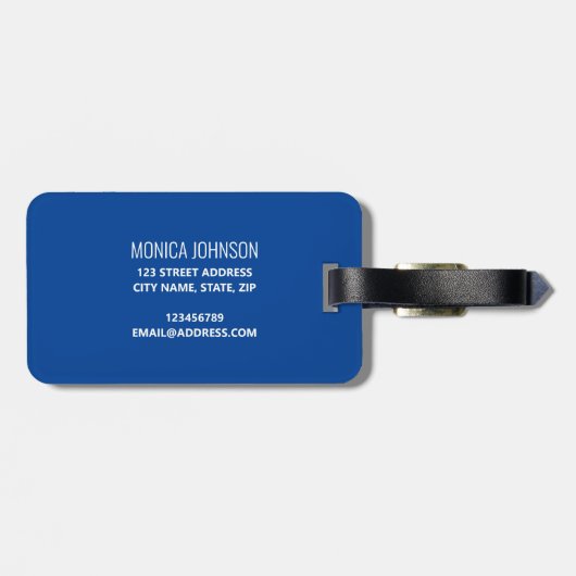 Étiquette À Bagage Monogramme arc-en-ciel Nom personnalisé Bleu de ba (Dos horizontal)