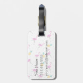 Étiquette À Bagage Monogramme au néon des Flamants roses | (Dos Vertical)