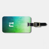 Étiquette À Bagage Monogramme audacieux blanc de vert frais simple de (Devant horizontal)