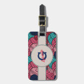 Étiquette À Bagage Monogramme avec des boules de fil à tricoter - (Devant Vertical)