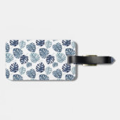 Étiquette À Bagage Monogramme Azure Blue Tropical Feuilles Gold Nouve (Dos horizontal)