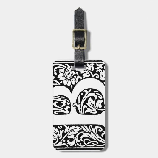 Étiquette À Bagage Monogramme B initial. Nom customisé Modèle floral (Devant Vertical)