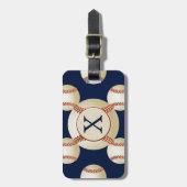 Étiquette À Bagage Monogramme Baseball Balls motif sportif (Devant Vertical)