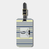 Étiquette À Bagage Monogramme BEST MAN Groomsmans Groomsman Navy Jaun (Devant Vertical)