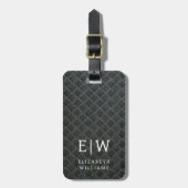 Étiquette À Bagage Monogramme Black Faux Metallic Élégant (Devant Vertical)