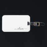 Étiquette À Bagage Monogramme Black Girl Script Nom Moderne<br><div class="desc">Monogramme noir Ajouter votre propre nom Sac à bagages Sac Tag Le tag sac fait le cadeau parfait pour 16 ans,  mariage,  douche nuptiale,  baby shower ou une fête de bachelorette pour quelqu'un décorant sa chambre dans le style.</div>
