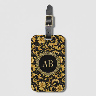 Étiquette À Bagage Monogramme Black Gold Classy Élégant Motif