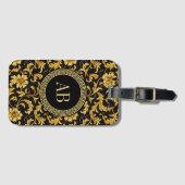 Étiquette À Bagage Monogramme Black Gold Classy Élégant Motif (Devant Horizontal)
