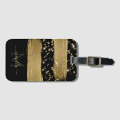 Étiquette À Bagage Monogramme Black Gold Script Black Gold (Devant Horizontal)