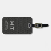 Étiquette À Bagage Monogramme Black Metallic Élégant Motif (Devant horizontal)