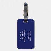 Étiquette À Bagage Monogramme blanc bleu marine do-it-yourself BG (Dos Vertical)