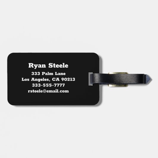 Étiquette À Bagage Monogramme blanc en gras, lignes gris en gras sur  (Dos horizontal)