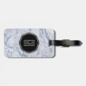Étiquette À Bagage Monogramme Blanc Faux Marbre Pierre Motif (Dos horizontal)