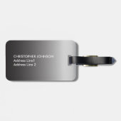 Étiquette À Bagage Monogramme blanc gris Cool simple (Dos horizontal)