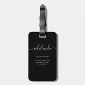 Étiquette À Bagage Monogramme blanc noir moderne Chic Girl Nom de scr (Dos Vertical)